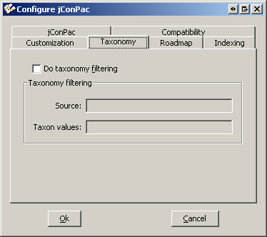 Configuration of taxonomy filtering