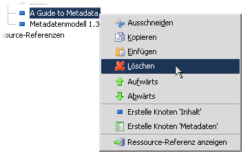 Knoten löschen über das Kontextmenü.