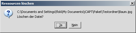 Sicherheitsabfrage beim Löschen einer Datei.