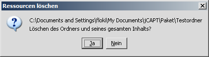 Sicherheitsabfrage beim Löschen eines Ordners.