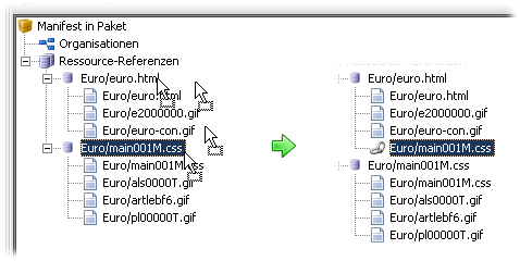 Abhängigkeit (Ressource-Referenz)-Knoten mittels Drag-and-Drop erstellen.