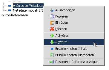 Reihenfolge von Knoten verändern über das Kontextmenü.