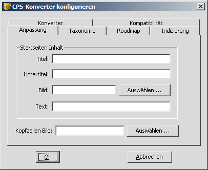 Erweiterte Export-Einstellungen "Anpassung".