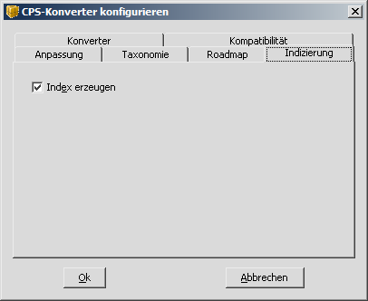 Erweiterte Export-Einstellungen "Indizierung".