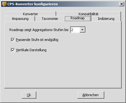 Erweiterte Export-Einstellungen "Roadmap".