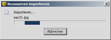 Fortschrittsanzeige beim Importieren.