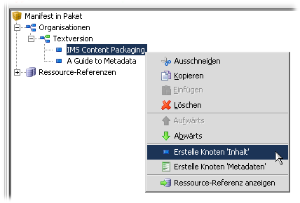 Inhalt-Knoten manuell erstellen.