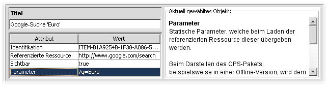 Parameter für Laden der Ressource angeben.