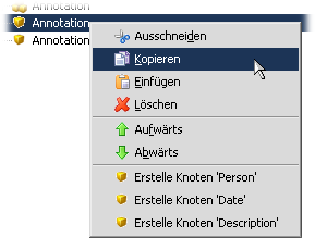 Knoten in die Zwischenablage kopieren über das Kontextmenü.