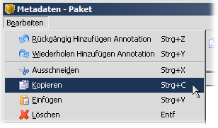 Knoten in die Zwischenablage kopieren über das Menü.