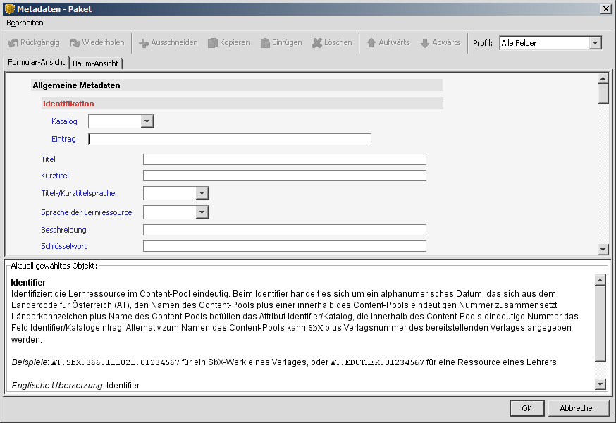 Metadaten-Dialog.