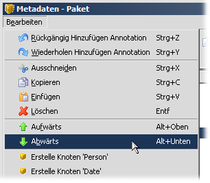 Reihenfolge von Knoten verändern über das Menü.