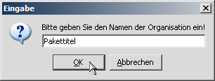 Neue Organisation benennen.