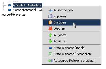 Knoten aus der Zwischenablage einfügen über das Kontextmenü.