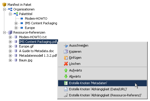 Metadaten im Manifest hinzufügen.