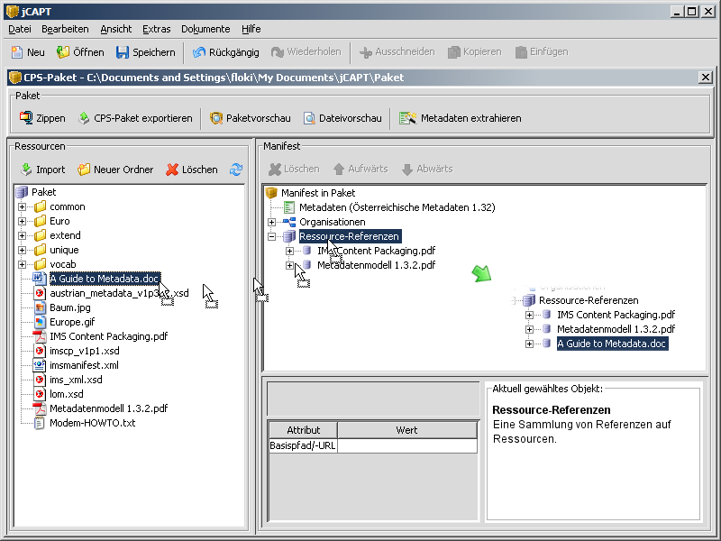 Ressource-Referenz-Knoten mittels Drag-and-Drop erstellen.