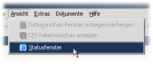 Statusfenster anzeigen.