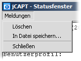 Operationen im Statusfenster.