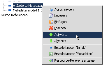 Reihenfolge von Knoten verändern über das Kontextmenü.