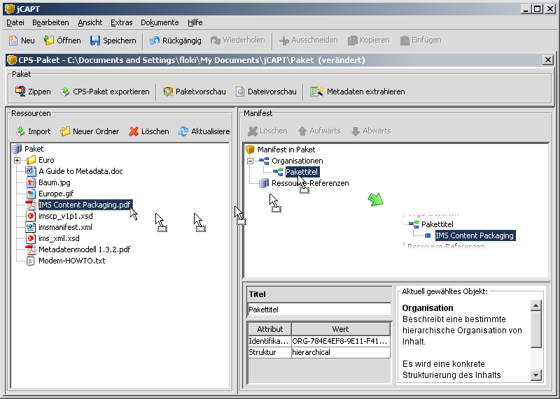 Inhalt-Knoten mittels Drag-and-Drop einer Ressource erstellen.
