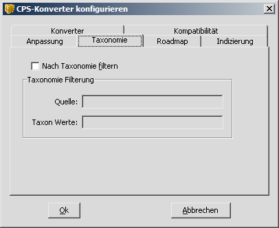 Erweiterte Export-Einstellungen "Taxonomie".