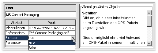 Sichtbarkeit eines Inhalt-Knotens festlegen.